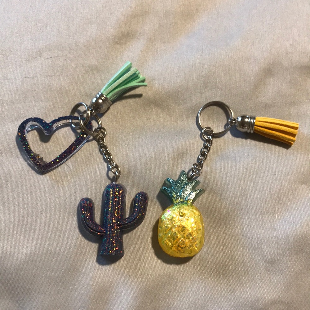 Cactus and Pineapple Key Chains